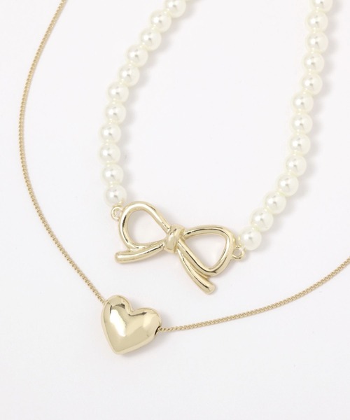 GLOBAL WORK(グローバルワーク)の「ハート&リボンネックレス/113873(ネックレス・レディース・シルバー/ゴールド・ONE SIZE)」の2枚目の写真