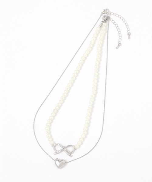 GLOBAL WORK(グローバルワーク)の「ハート&リボンネックレス/113873(ネックレス・レディース・シルバー/ゴールド・ONE SIZE)」の3枚目の写真