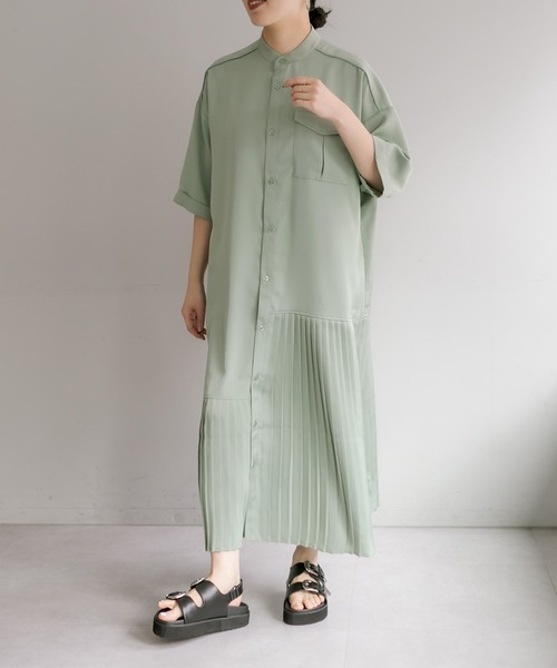 ★新品★タグ付き★★SUM1 STYLE★七分袖アンダープリーツワンピース ear PAPILLONNER（イアパピヨネ）の「《手洗い可》七分袖