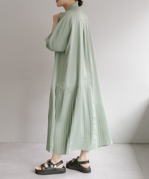 手洗い可》七分袖アンダープリーツワンピース【SUM1 STYLE】