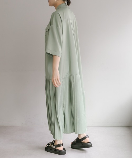 ★新品★タグ付き★★SUM1 STYLE★七分袖アンダープリーツワンピース ear PAPILLONNER（イアパピヨネ）の「《手洗い可》七分袖