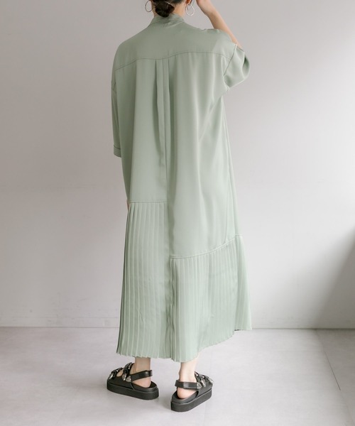 ★新品★タグ付き★★SUM1 STYLE★七分袖アンダープリーツワンピース 手洗い可》七分袖アンダープリーツワンピース【SUM1 STYLE】