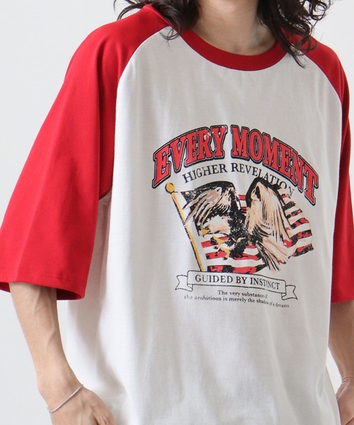 FUNALIVE(ファンアライブ)の「天竺 ラグランプリントTシャツ 半袖(Tシャツ/カットソー・メンズ・ホワイト系1/ホワイト系3/ホワイト系2/ブラック系2/ブラック系1/ホワイト系6/ホワイト系5/ホワイト系4・L/M/XL)」の1枚目の写真