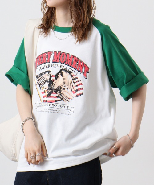 FUNALIVE(ファンアライブ)の「天竺 ラグランプリントTシャツ 半袖(Tシャツ/カットソー・メンズ・ホワイト系1/ホワイト系3/ホワイト系2/ブラック系2/ブラック系1/ホワイト系6/ホワイト系5/ホワイト系4・L/M/XL)」の3枚目の写真