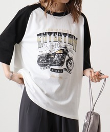 天竺 ラグランプリントTシャツ 半袖