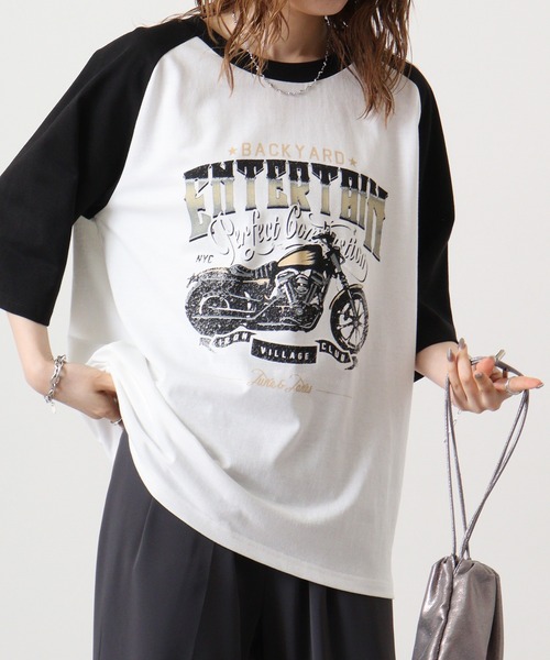 FUNALIVE(ファンアライブ)の「天竺 ラグランプリントTシャツ 半袖(Tシャツ/カットソー・メンズ・ホワイト系1/ホワイト系3/ホワイト系2/ブラック系2/ブラック系1/ホワイト系6/ホワイト系5/ホワイト系4・L/M/XL)」の4枚目の写真