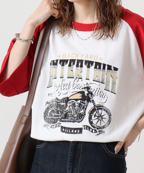 FUNALIVE(ファンアライブ)の「天竺 ラグランプリントTシャツ 半袖(Tシャツ/カットソー・メンズ・ホワイト系1/ホワイト系3/ホワイト系2/ブラック系2/ブラック系1/ホワイト系6/ホワイト系5/ホワイト系4・L/M/XL)」の5枚目の写真