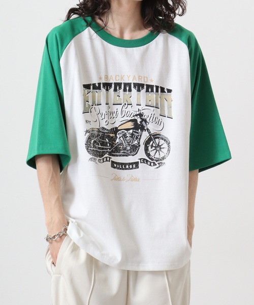 FUNALIVE(ファンアライブ)の「天竺 ラグランプリントTシャツ 半袖(Tシャツ/カットソー・メンズ・ホワイト系1/ホワイト系3/ホワイト系2/ブラック系2/ブラック系1/ホワイト系6/ホワイト系5/ホワイト系4・L/M/XL)」の6枚目の写真