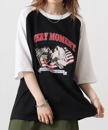 天竺 ラグランプリントTシャツ 半袖