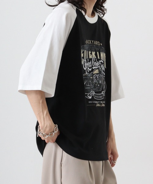 FUNALIVE(ファンアライブ)の「天竺 ラグランプリントTシャツ 半袖(Tシャツ/カットソー・メンズ・ホワイト系1/ホワイト系3/ホワイト系2/ブラック系2/ブラック系1/ホワイト系6/ホワイト系5/ホワイト系4・L/M/XL)」の18枚目の写真