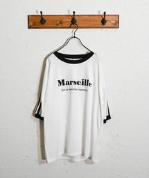 Anytime Songs（エニータイムソングス）の「16/TC 天竺袖ライン 刺繍Tシャツ(ハートLOGO、Marseille）（Tシャツ/カットソー）」