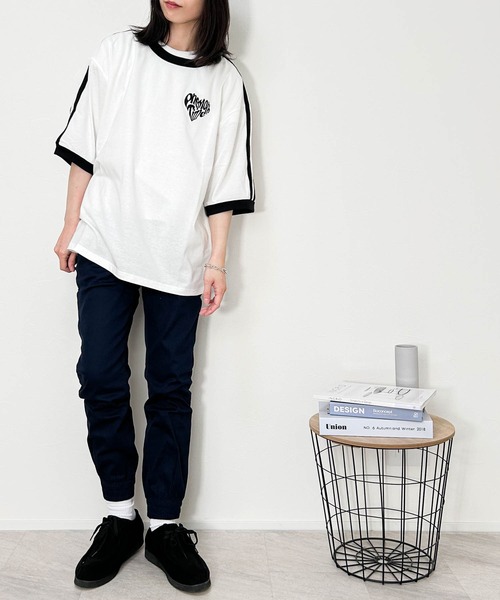Anytime Songs(エニータイムソングス)の「16/TC 天竺袖ライン 刺繍Tシャツ(ハートLOGO、Marseille)(Tシャツ/カットソー・メンズ・ホワイト/ホワイト系その他/ブラック系その他/ブラック・MEDIUM/LARGE/X-LARGE/SMALL)」の8枚目の写真