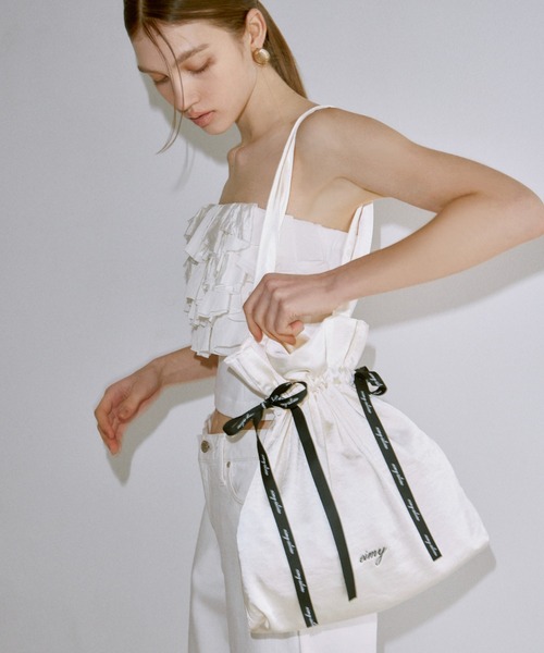 EIMY ISTOIRE（エイミーイストワール）の「eimy glitterリボントートバッグ（トートバッグ・レディース・ピンク/ホワイト/ライトベージュ/サックスブルー/ブラック・FREE）」の17枚目の写真