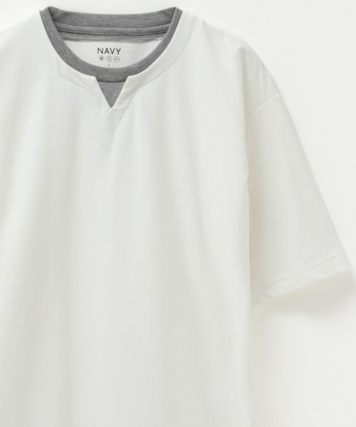NAVY(ネイビー)の「冷感キーネックTee(Tシャツ/カットソー・メンズ・ブラック/ブラウン/ホワイト・XXL/XL/L/M/S)」の2枚目の写真