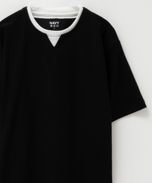 NAVY(ネイビー)の「冷感キーネックTee(Tシャツ/カットソー・メンズ・ブラック/ブラウン/ホワイト・XXL/XL/L/M/S)」の1枚目の写真