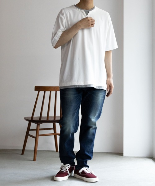 NAVY(ネイビー)の「冷感キーネックTee(Tシャツ/カットソー・メンズ・ブラック/ブラウン/ホワイト・XXL/XL/L/M/S)」の4枚目の写真