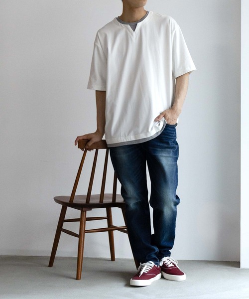 NAVY(ネイビー)の「冷感キーネックTee(Tシャツ/カットソー・メンズ・ブラック/ブラウン/ホワイト・XXL/XL/L/M/S)」の5枚目の写真