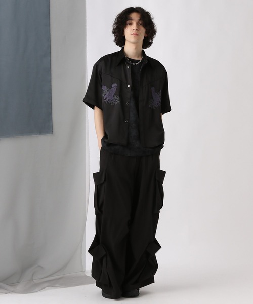 HARE（ハレ）の「フロントシシュウスカシャツ(HARE)（シャツ/ブラウス・メンズ・グレー/ブラック・MEDIUM/SMALL）」の16枚目の写真