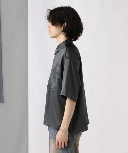 HARE（ハレ）の「フロントシシュウスカシャツ(HARE)（シャツ/ブラウス・メンズ・グレー/ブラック・MEDIUM/SMALL）」の5枚目の写真