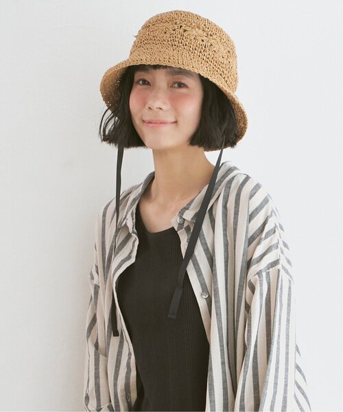 LBC(エルビーシー)の「こま編みフラワーバケットハット(ハット・レディース・キャメル/グレー・FREE)」の12枚目の写真