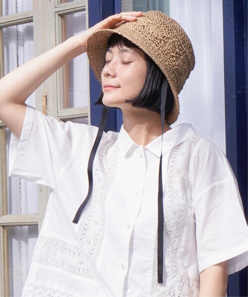 LBC(エルビーシー)の「こま編みフラワーバケットハット(ハット・レディース・キャメル/グレー・FREE)」の13枚目の写真