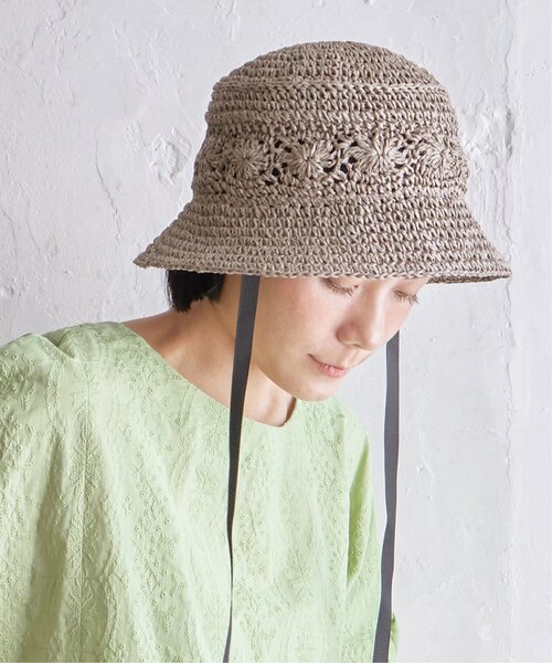 LBC(エルビーシー)の「こま編みフラワーバケットハット(ハット・レディース・キャメル/グレー・FREE)」の11枚目の写真