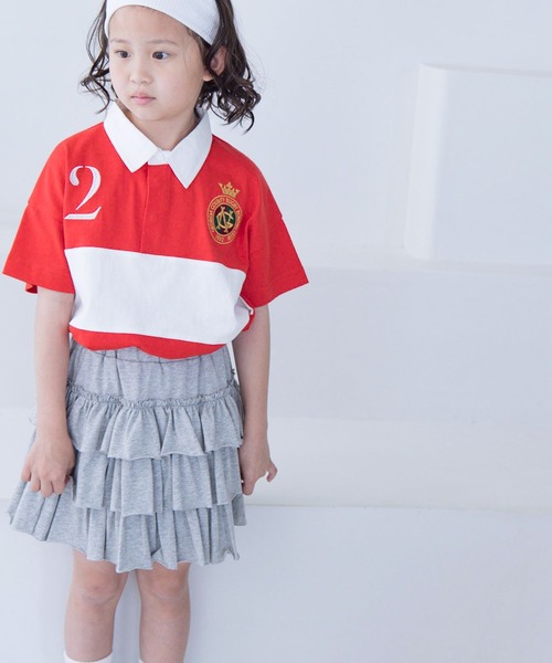 LOWRYS FARM（ローリーズファーム）の「シシュウラガーシャツＳＳ　122385（Tシャツ/カットソー・キッズ・ネイビー/レッド/グリーン・110cm/120cm/130cm/140cm/150cm）」の3枚目の写真