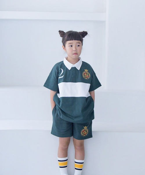 LOWRYS FARM（ローリーズファーム）の「シシュウラガーシャツＳＳ　122385（Tシャツ/カットソー・キッズ・ネイビー/レッド/グリーン・110cm/120cm/130cm/140cm/150cm）」の2枚目の写真