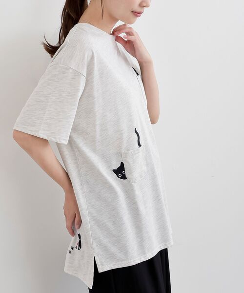 rps(アールピーエス)の「ねこだらけ3ポケットワイドT(Tシャツ/カットソー・レディース・チャコールグレー/オートミール/オフホワイト・フリー)」の12枚目の写真