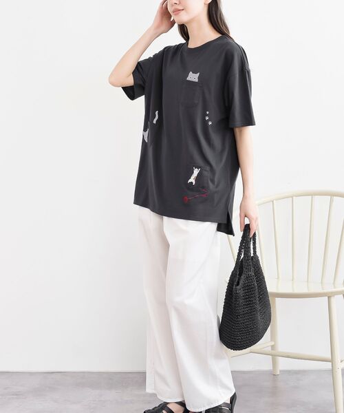 rps(アールピーエス)の「ねこだらけ3ポケットワイドT(Tシャツ/カットソー・レディース・チャコールグレー/オートミール/オフホワイト・フリー)」の14枚目の写真