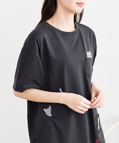 rps(アールピーエス)の「ねこだらけ3ポケットワイドT(Tシャツ/カットソー・レディース・チャコールグレー/オートミール/オフホワイト・フリー)」の20枚目の写真
