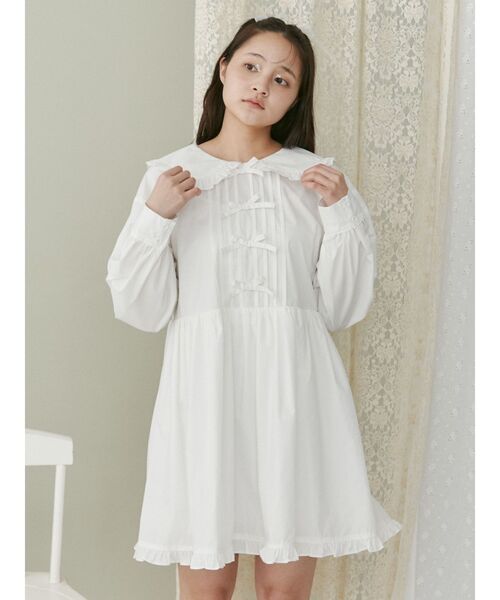 merry jenny（メリージェニー）の「ピンタックリボンミニワンピース（ワンピース・レディース・ブラック/オフホワイト/グレー・FREE）」の15枚目の写真