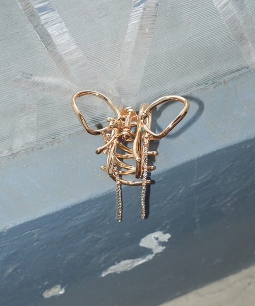 セール】ビジュー レーン リボン バンス クリップ（バレッタ/ヘア