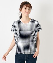 【日本製/コットンリネン布帛×天竺/ワンマイルウエア】 ドロップ袖Tシャツ
