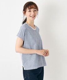 【日本製/コットンリネン布帛×天竺/ワンマイルウエア】 ドロップ袖Tシャツ