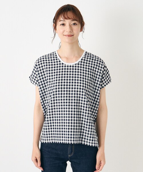 LAURA ASHLEY(ローラアシュレイ)の「【日本製/コットンリネン布帛×天竺/ワンマイルウエア】 ドロップ袖Tシャツ(Tシャツ/カットソー・レディース・ブルー系その他4/ブラック系1・38)」の11枚目の写真