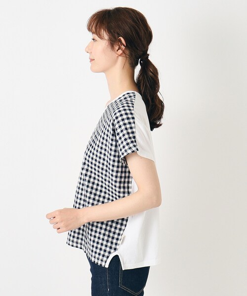 LAURA ASHLEY(ローラアシュレイ)の「【日本製/コットンリネン布帛×天竺/ワンマイルウエア】 ドロップ袖Tシャツ(Tシャツ/カットソー・レディース・ブルー系その他4/ブラック系1・38)」の12枚目の写真
