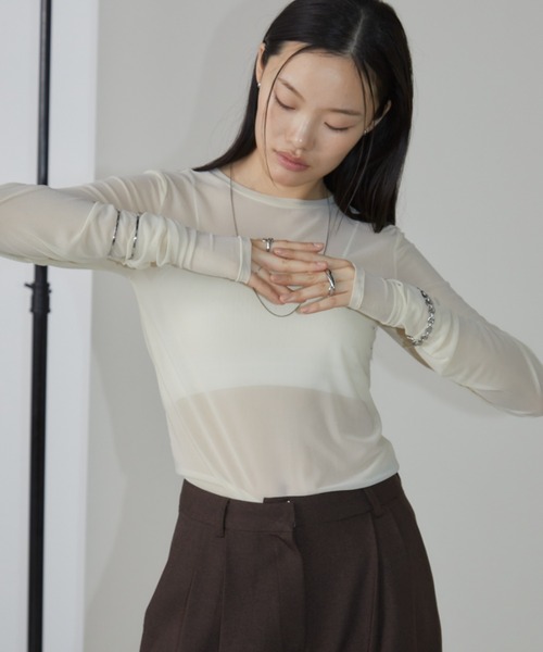 ロングスリーブシアートップス Aunt Marie's tシャツ 「6色展開」ロングスリーブシアートップス