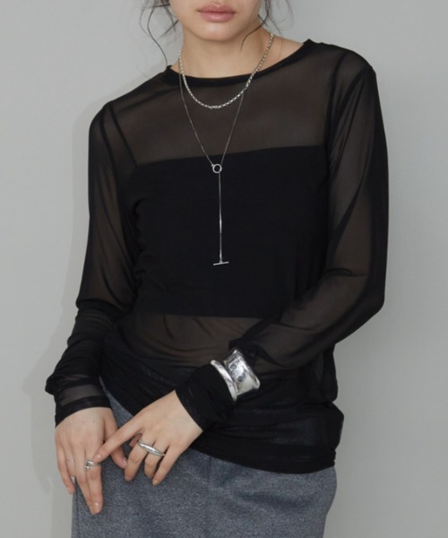 6色展開】ロングスリーブシアートップス（Tシャツ/カットソー