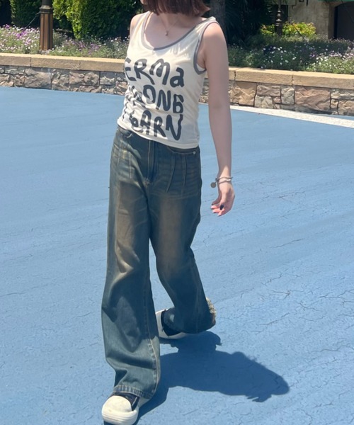 shesame(シーセム)の「vintage- ike flare denim(デニムパンツ・レディース・インディゴブルー/ブラック・MEDIUM/LARGE)」の6枚目の写真