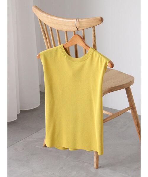 Te chichi TERRASSE（テチチテラス）の「【抗菌防臭】フレンチスリーブトップス（ニット/セーター・レディース・オフホワイト/イエロー/グリーン/ブルー/ブラック・F）」の5枚目の写真