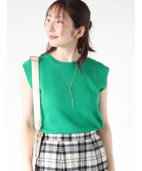 Te chichi TERRASSE（テチチテラス）の「【抗菌防臭】フレンチスリーブトップス（ニット/セーター・レディース・オフホワイト/イエロー/グリーン/ブルー/ブラック・F）」の4枚目の写真