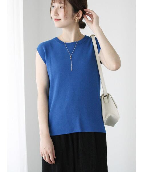 Te chichi TERRASSE（テチチテラス）の「【抗菌防臭】フレンチスリーブトップス（ニット/セーター・レディース・オフホワイト/イエロー/グリーン/ブルー/ブラック・F）」の9枚目の写真