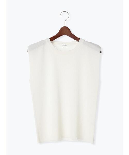Te chichi TERRASSE（テチチテラス）の「【抗菌防臭】フレンチスリーブトップス（ニット/セーター・レディース・オフホワイト/イエロー/グリーン/ブルー/ブラック・F）」の12枚目の写真