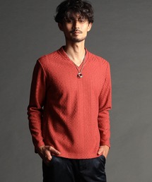 NICOLE CLUB FOR MEN | アランニットボンディングＶネックプルオーバー(Tシャツ/カットソー)