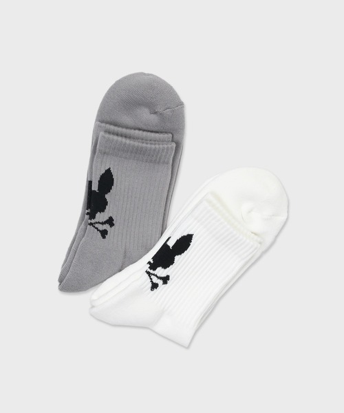 Psycho Bunny（サイコバニー）の「[WEB限定]2PACK シルエットバニー リブソックス（ソックス/靴下・メンズ・シルバー/ホワイト・25-27）」の6枚目の写真