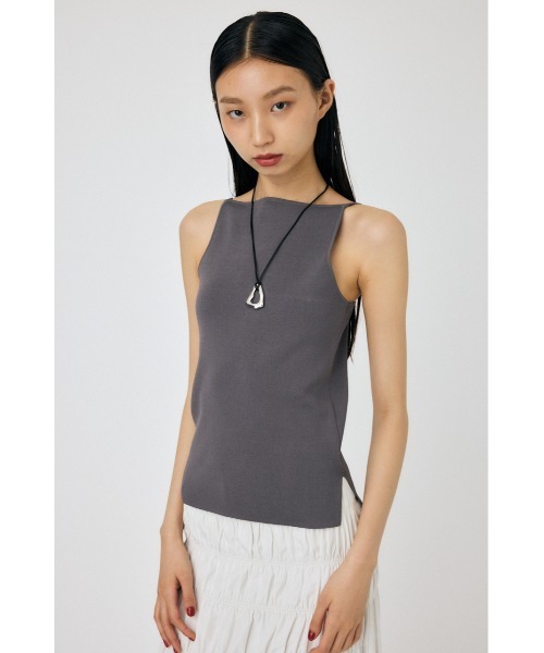 MOUSSY（マウジー）の「SQUARE LINE KNIT キャミソール（キャミソール・レディース・ライム/オフホワイト/チャコールグレー/ブラック・FREE）」の4枚目の写真