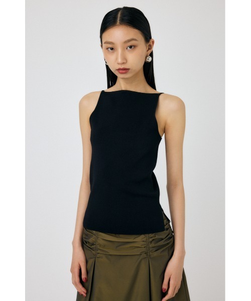 MOUSSY（マウジー）の「SQUARE LINE KNIT キャミソール（キャミソール・レディース・ライム/オフホワイト/チャコールグレー/ブラック・FREE）」の3枚目の写真