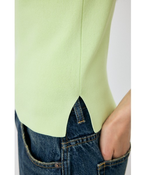 MOUSSY（マウジー）の「SQUARE LINE KNIT キャミソール（キャミソール・レディース・ライム/オフホワイト/チャコールグレー/ブラック・FREE）」の9枚目の写真