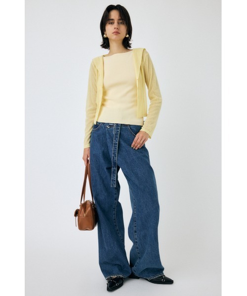 MOUSSY（マウジー）の「SQUARE LINE KNIT キャミソール（キャミソール・レディース・ライム/オフホワイト/チャコールグレー/ブラック・FREE）」の5枚目の写真